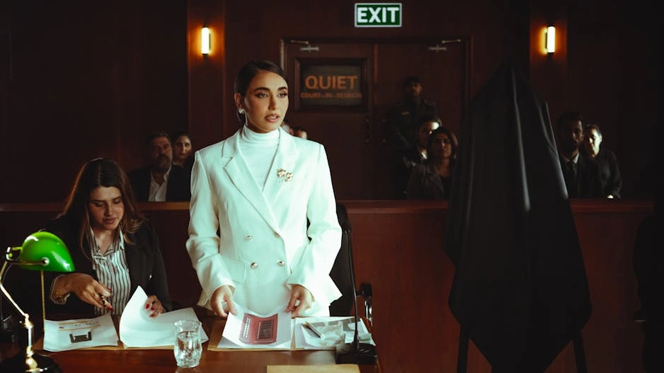 Team di avvocati che collabora in un moderno ufficio tecnologico